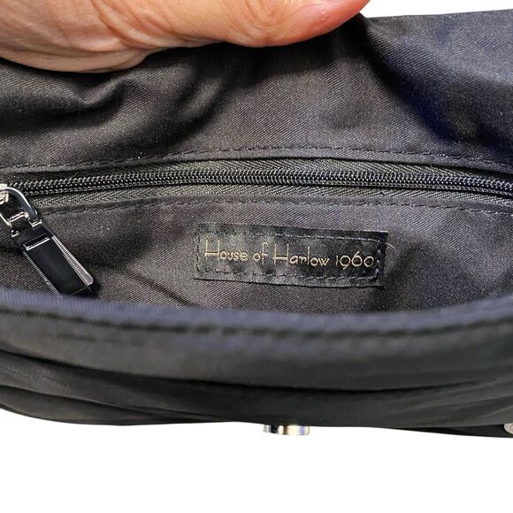 House Of Harlow 1960 Crossbody Bag Black Textile Pockets Lightweight Zipper - Picture 6 of 9